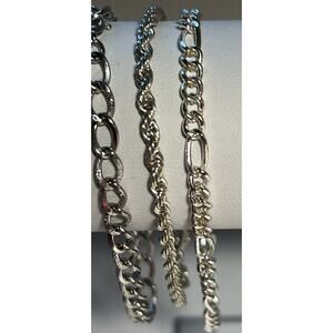 Bracelets/Anklet Three Silver Tone chain Various Types and Closures 7 Inches